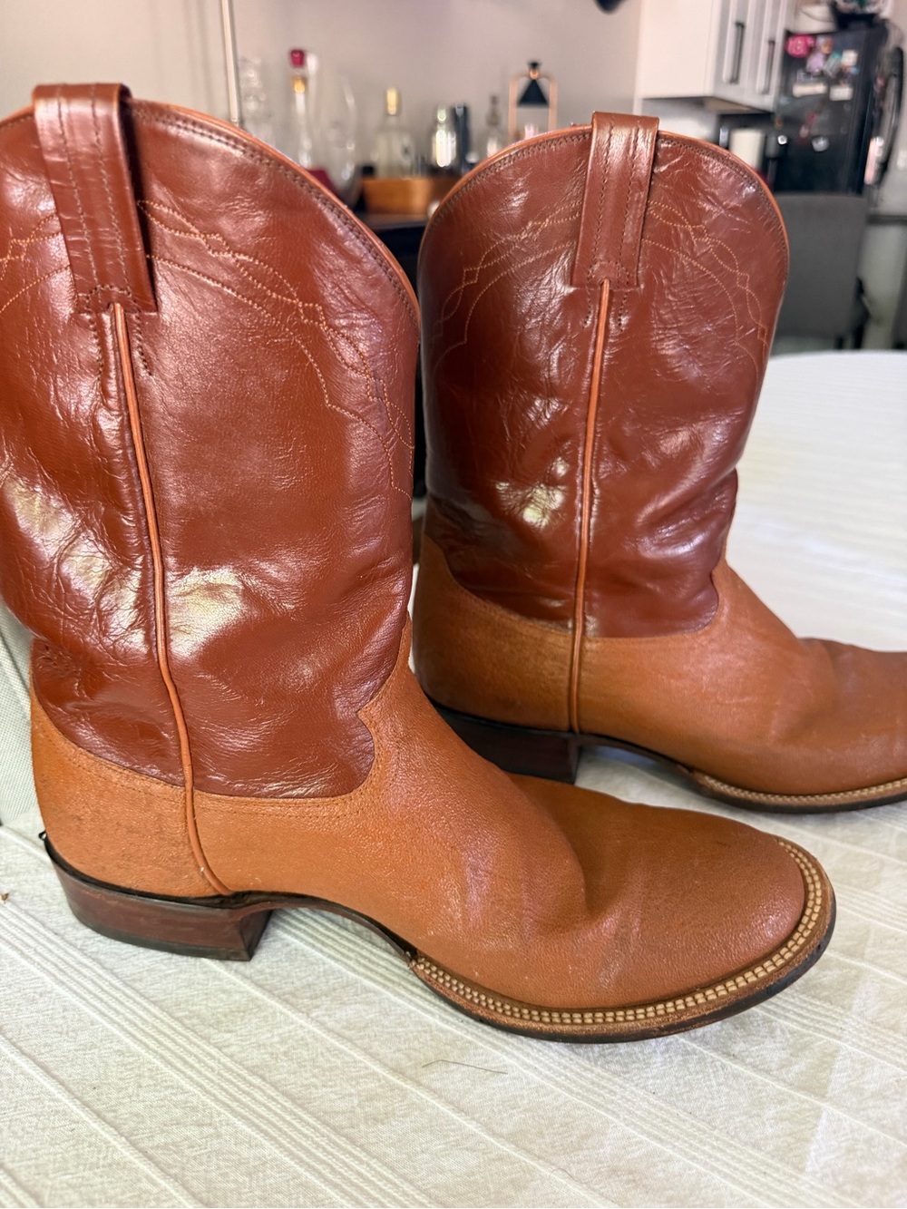 Vintage Genuine Exotic Elephant Panhandle Slim Cowboy Boots
